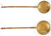 TWO COPPER BEDWARMERS WITH WRI