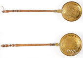 TWO COPPER BEDWARMERS WITH WRI