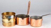 TWO COPPER COOKING POTS, 19TH