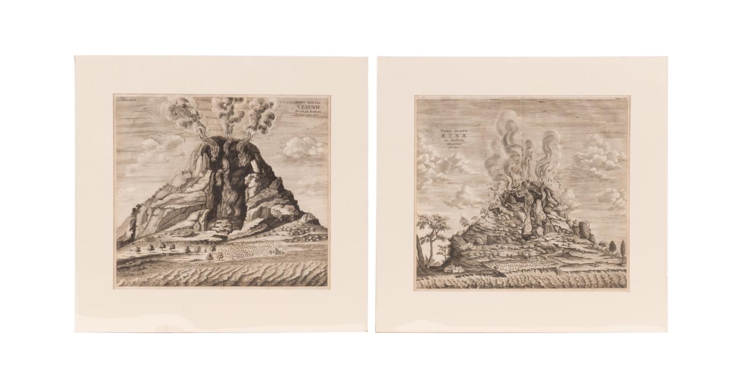 TWO COPPER ENGRAVINGS VESUVIUS &