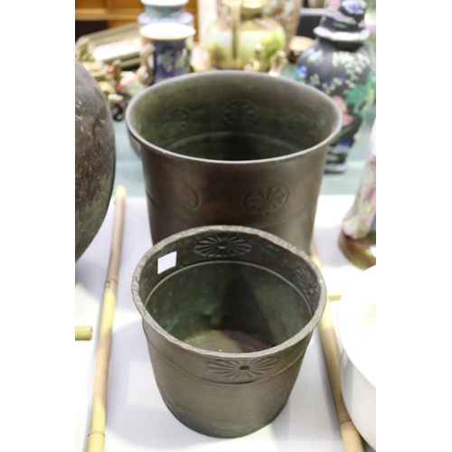 Two copper jardinieres, approx