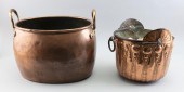 TWO COPPER KETTLES LATE 19TH/E