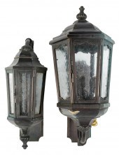TWO COPPER LANTERN WALL LIGHTS