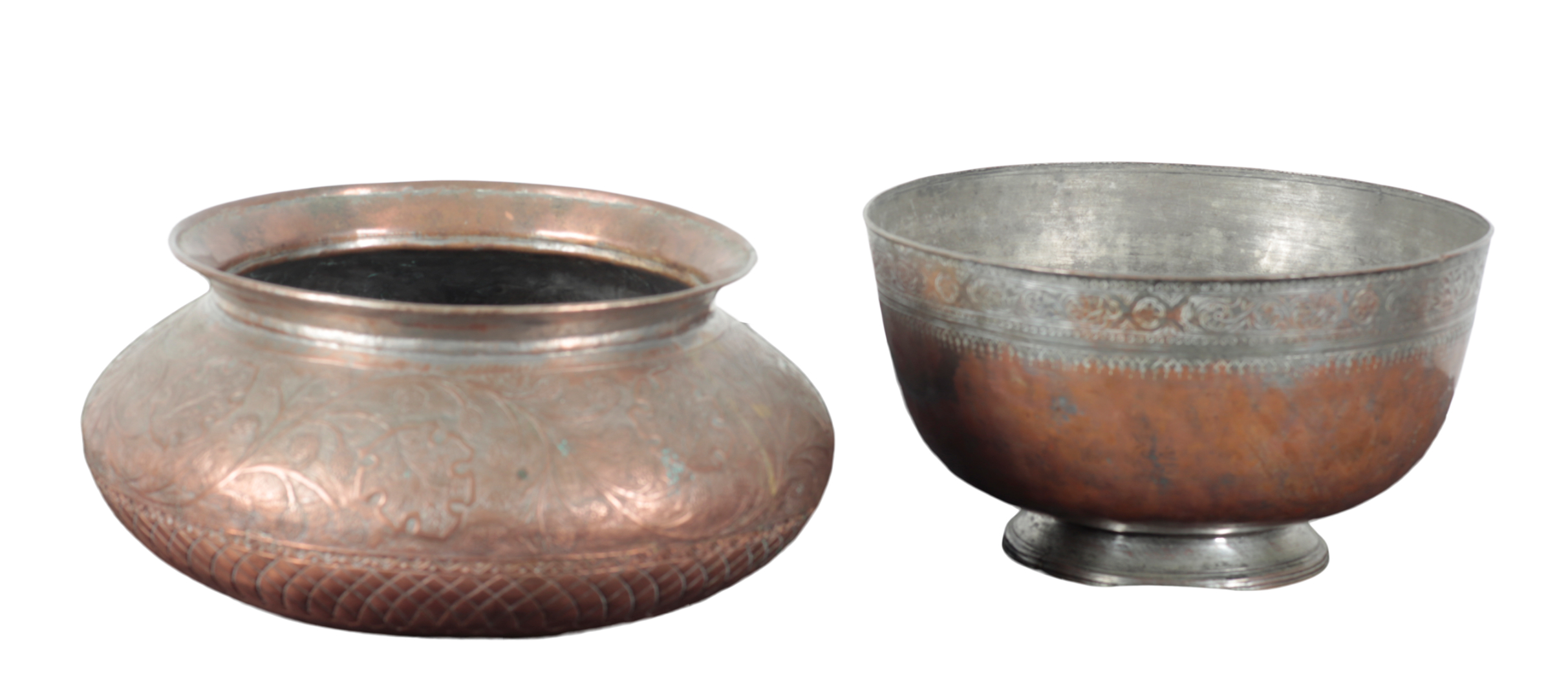 TWO COPPER PLANTERS 20th century,
