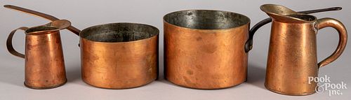 TWO COPPER POTS, TWO PITCHERSTwo