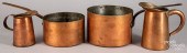 TWO COPPER POTS, TWO PITCHERST