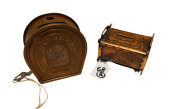 TWO COPPERED TIN BANKS<br>Beeh