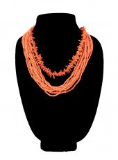TWO CORAL AND GOLD NECKLACES,