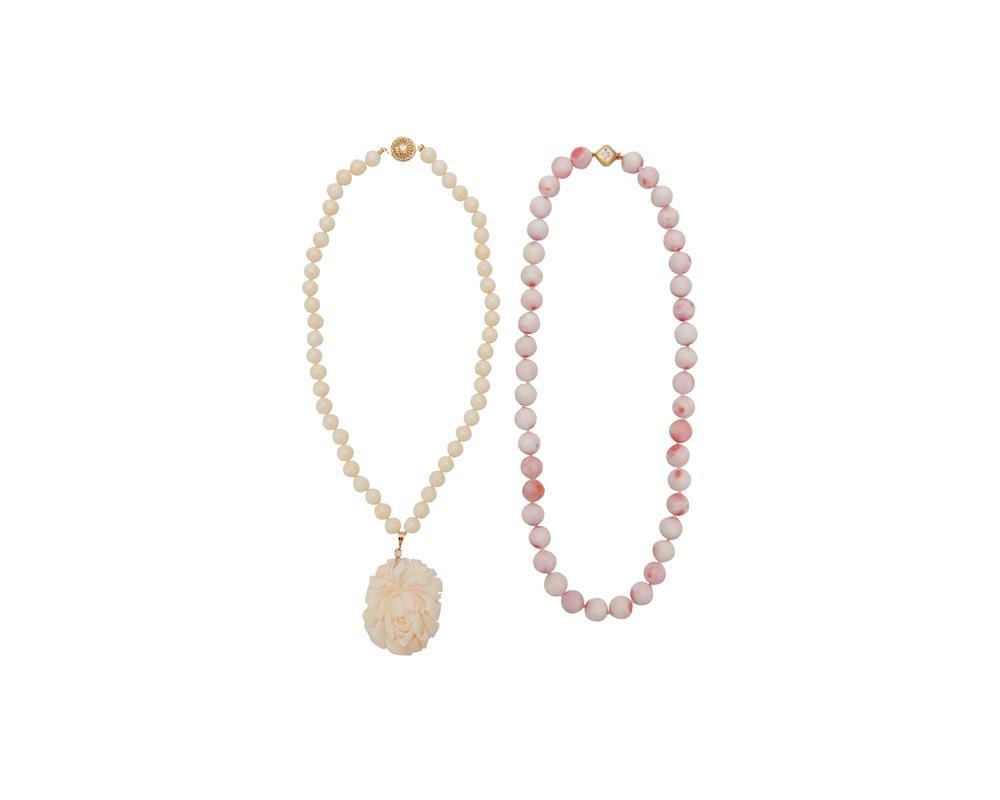 TWO CORAL NECKLACESTwo Coral