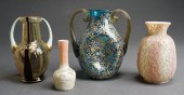 TWO CORALENE APPLIED ART GLASS