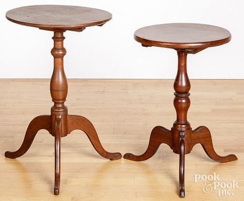 TWO COUNTRY WALNUT CANDLESTANDS,