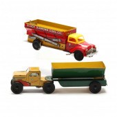 TWO COURTLAND TIN LITHO TRUCKS