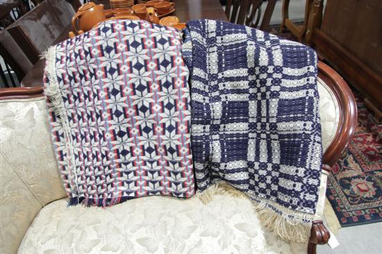 TWO COVERLETS. One patterned in