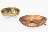 TWO CRAFT METAL BOWLS AND A SP