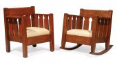 TWO CRAFTSMAN OAK ARMCHAIRSTwo