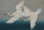 TWO CRANES IN FLIGHT, JAPANESE