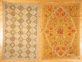 TWO CREWELWORK PANELS, EARLY 2