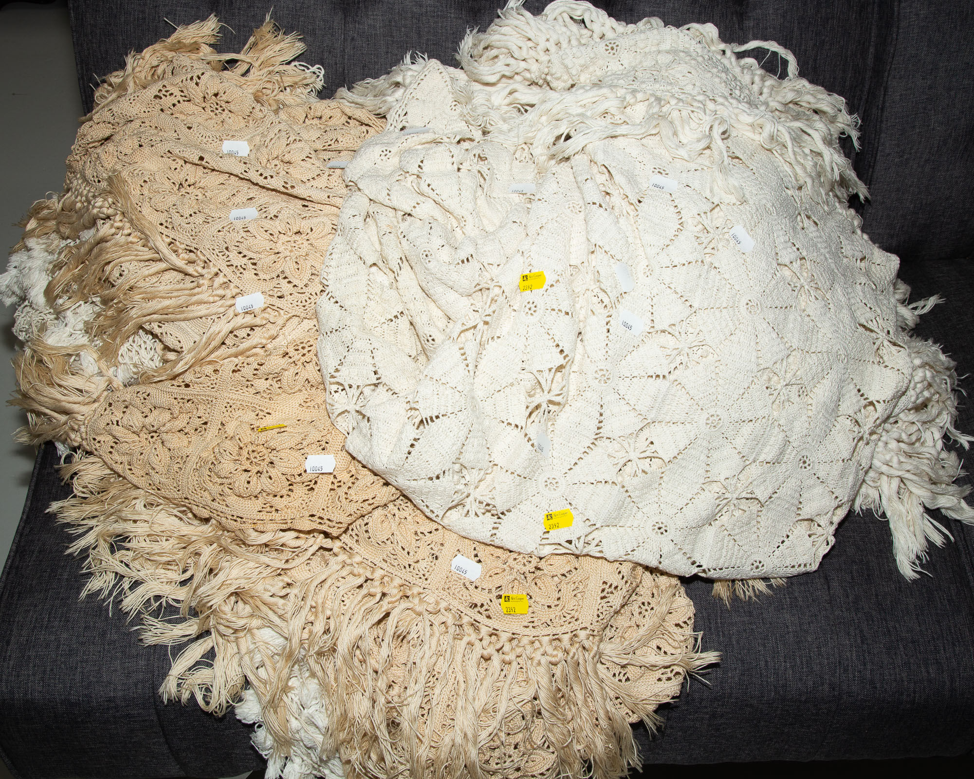 TWO CROCHETED COVERLETS & ONE