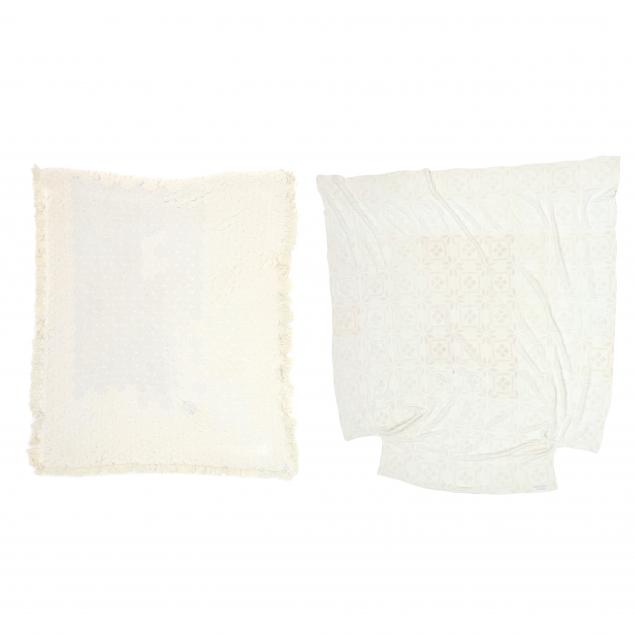 TWO CROCHETED COVERLETS The first
