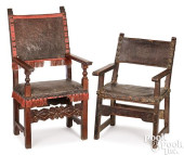 TWO CROMWELLIAN ARMCHAIRS, 17T
