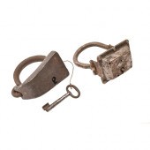 Two crude iron padlocks, proba