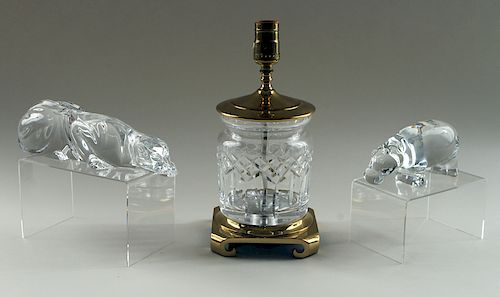 TWO CRYSTAL ANIMAL FIGURES AND