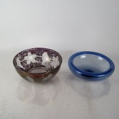 TWO CRYSTAL BOWLS, BLUE & FRUI
