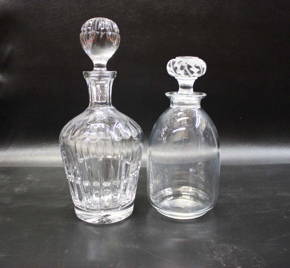 TWO CRYSTAL DECANTERS, A LALIQUE