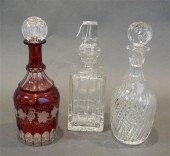 TWO CRYSTAL DECANTERS AND BOHE