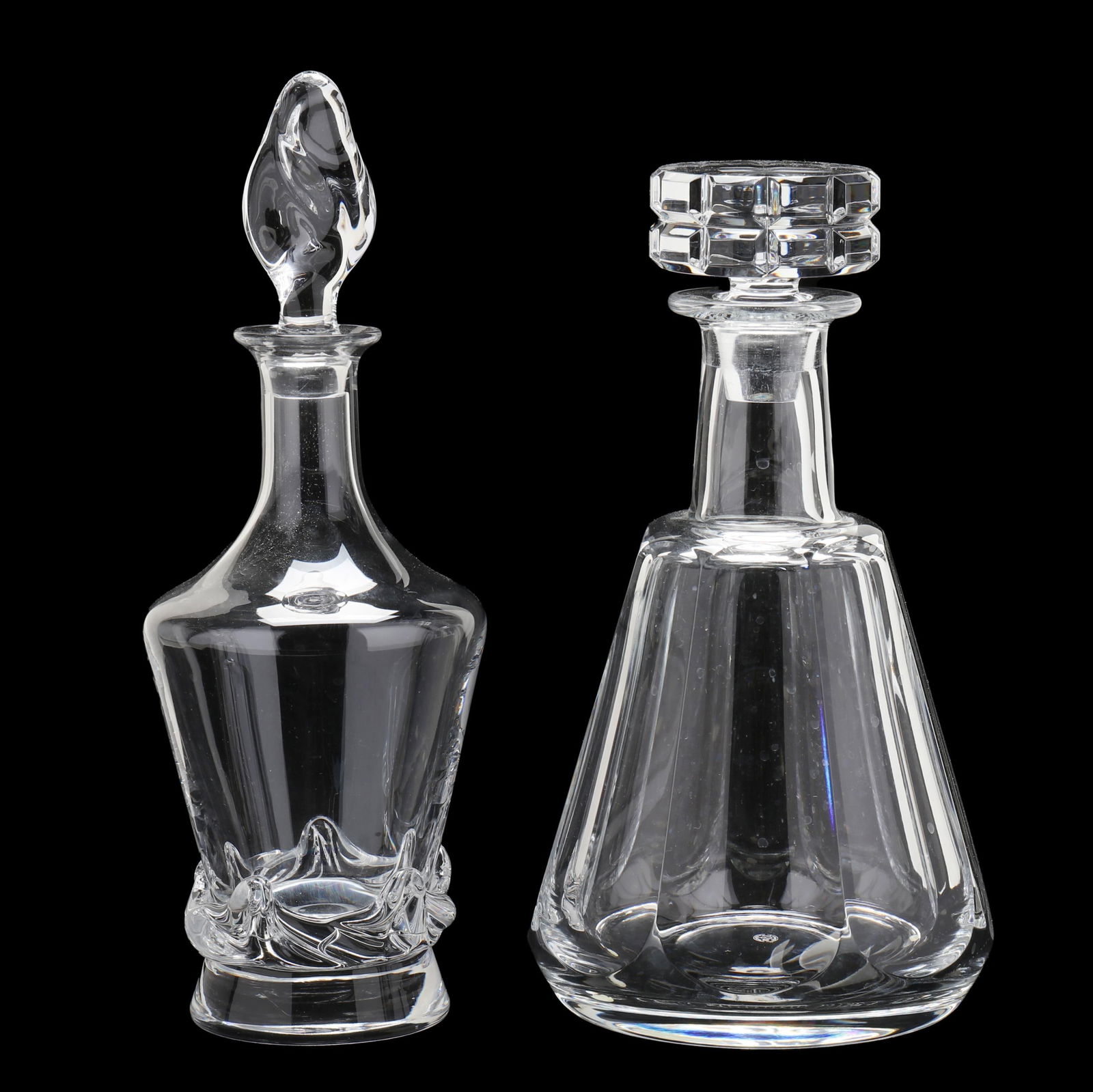 TWO CRYSTAL DECANTERS, DAUM AND