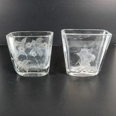 TWO CRYSTAL ETCHED VASESTwo cr