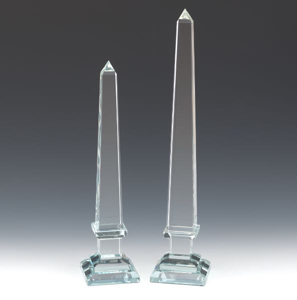 TWO CRYSTAL OBELISKS WITH