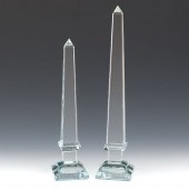 TWO CRYSTAL OBELISKS WITH MIRR