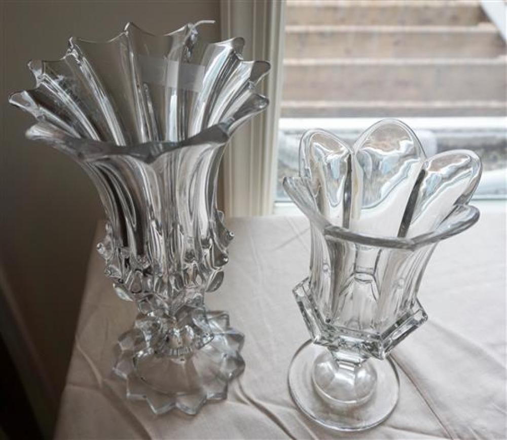 TWO CRYSTAL PEDESTAL VASESTwo