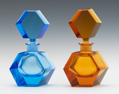 Two Crystal Perfume Bottles. West