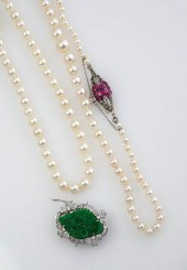 TWO CULTURED PEARL NECKLACES A