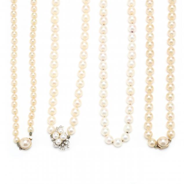 TWO CULTURED PEARL NECKLACES AND