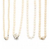 TWO CULTURED PEARL NECKLACES A