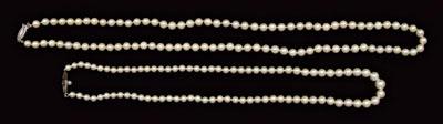 Two cultured pearl necklaces: one