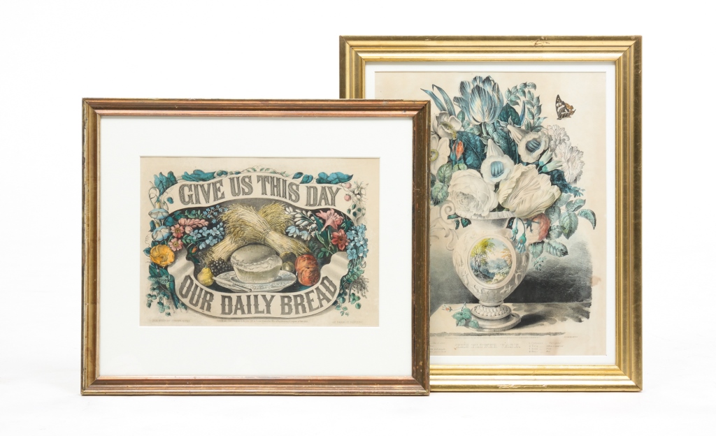 TWO CURRIER AND IVES PRINTS. Hand