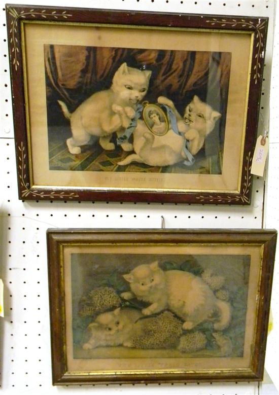 Two Currier & Ives kitten prints: