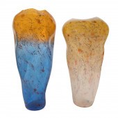 TWO CURTIS BROCK ART GLASS VAS