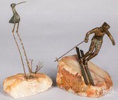 TWO CURTIS JERE BRONZE SCULPTU
