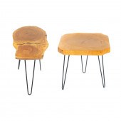 TWO CUSTOM LIVE EDGE STANDS 21