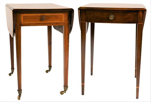 TWO CUSTOM MAHOGANY PEMBROKE