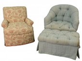 TWO CUSTOM UPHOLSTERED CLUB CH