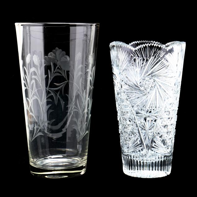 TWO CUT CRYSTAL VASES Both