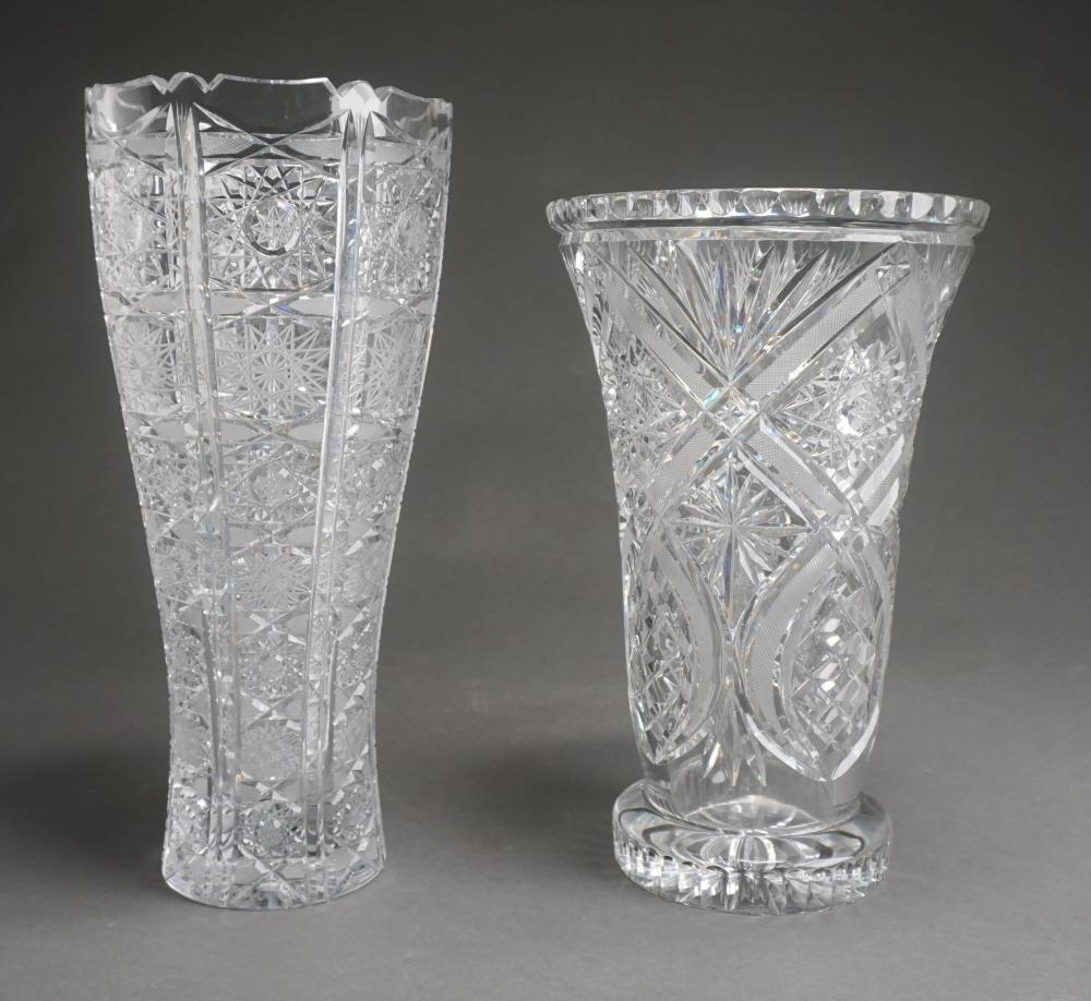 TWO CUT CRYSTAL VASES LARGER: 16