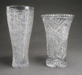 TWO CUT CRYSTAL VASES LARGER:
