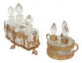 TWO CUT GLASS AND GILT METAL P